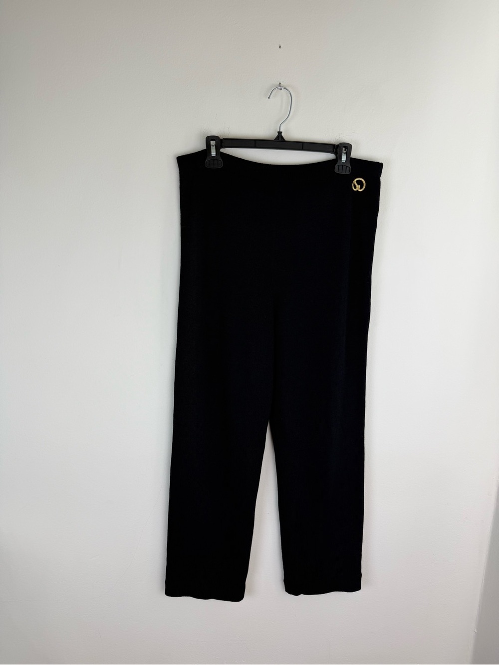 St. John Basics Black Knit Pants Logo Size 16